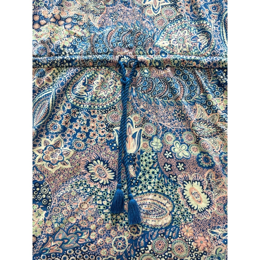 T by Talbots Paisley Drawstring Waist Dress Womens 2X Blue Pink Rayon Cotton - Picture 2 of 6